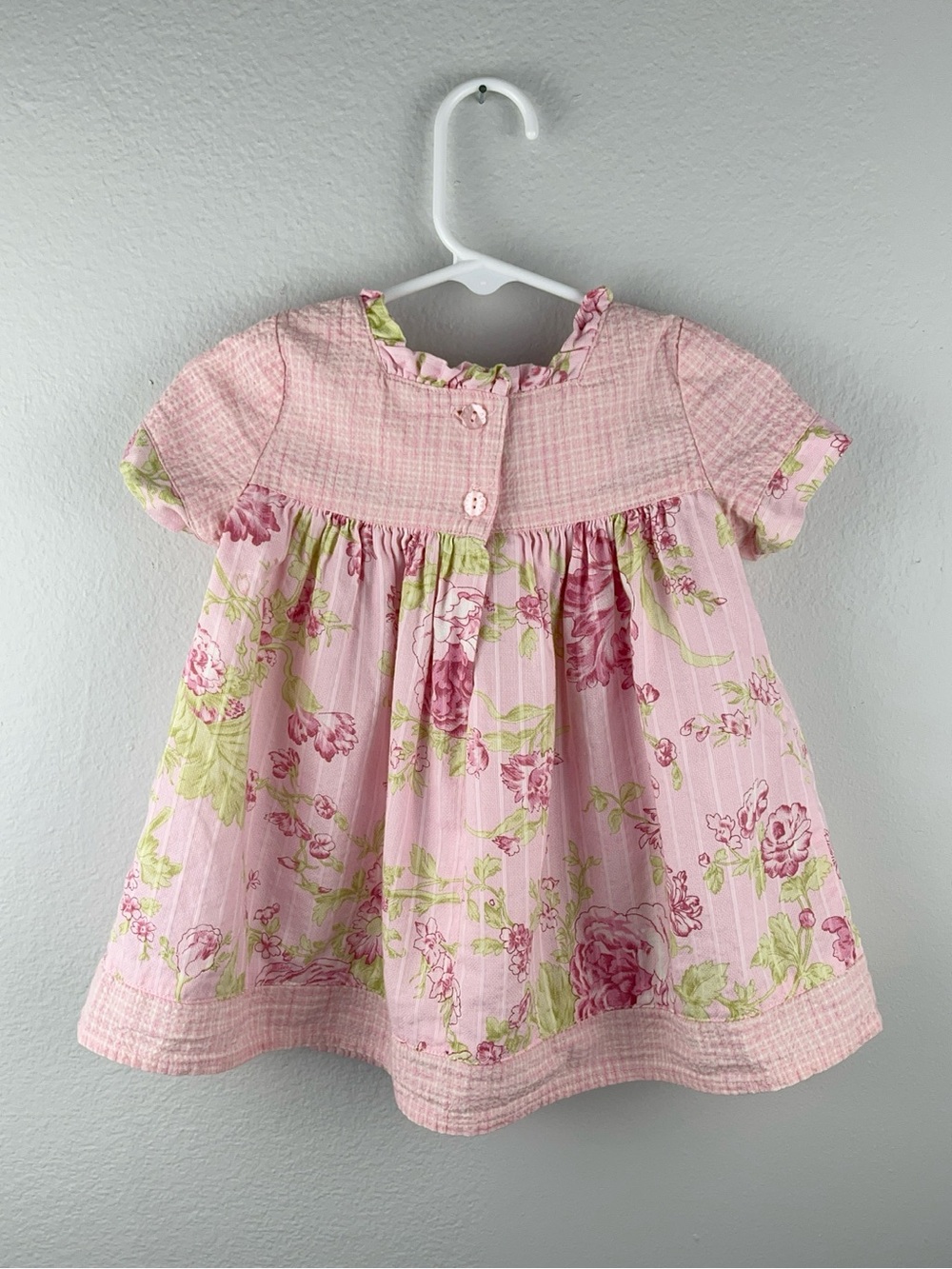 Baby Lulu 1990s Vintage Pink Floral Cotton Dress Size 9 Months - Picture 2 of 9
